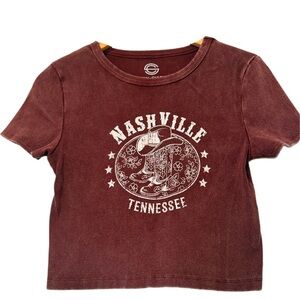 Social Culture Nashville Tennessee Corded Graphic‎ Crop Top Western Vintage Wash